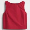 Poplin Boatneck Shell Tank Top