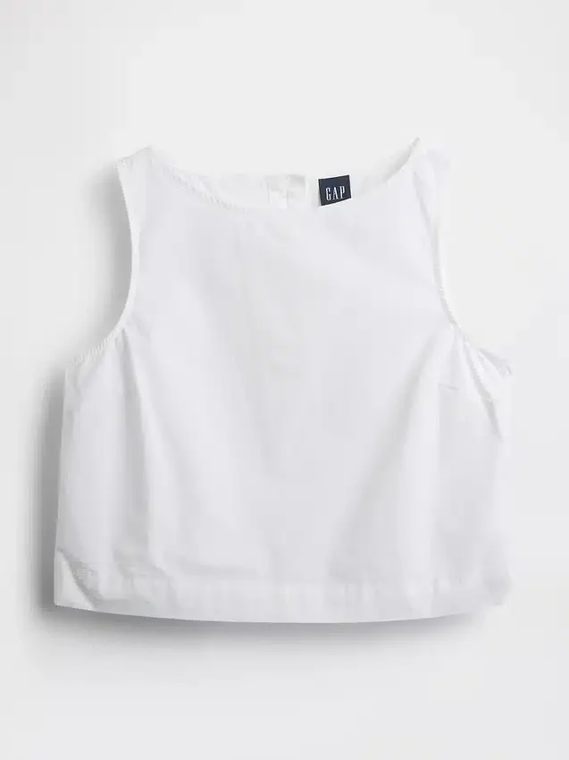 Poplin Boatneck Shell Tank Top