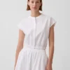 Poplin Cap-Sleeve Crop Shirt