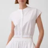 Poplin Cap-Sleeve Crop Shirt