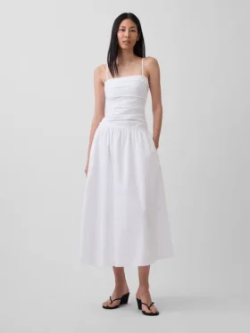 Poplin Drop-Waist Maxi Dress
