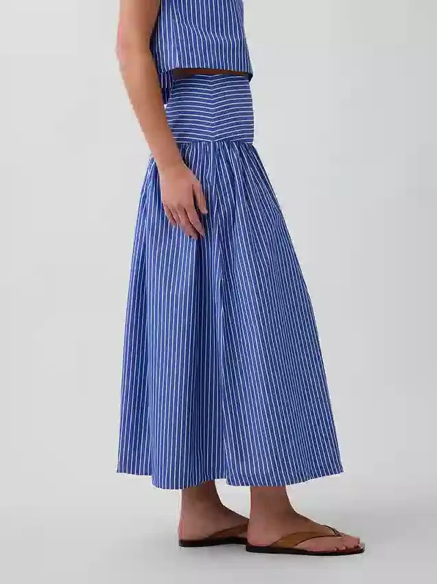 Poplin Drop-Waist Maxi Skirt