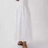 Poplin Drop-Waist Maxi Skirt