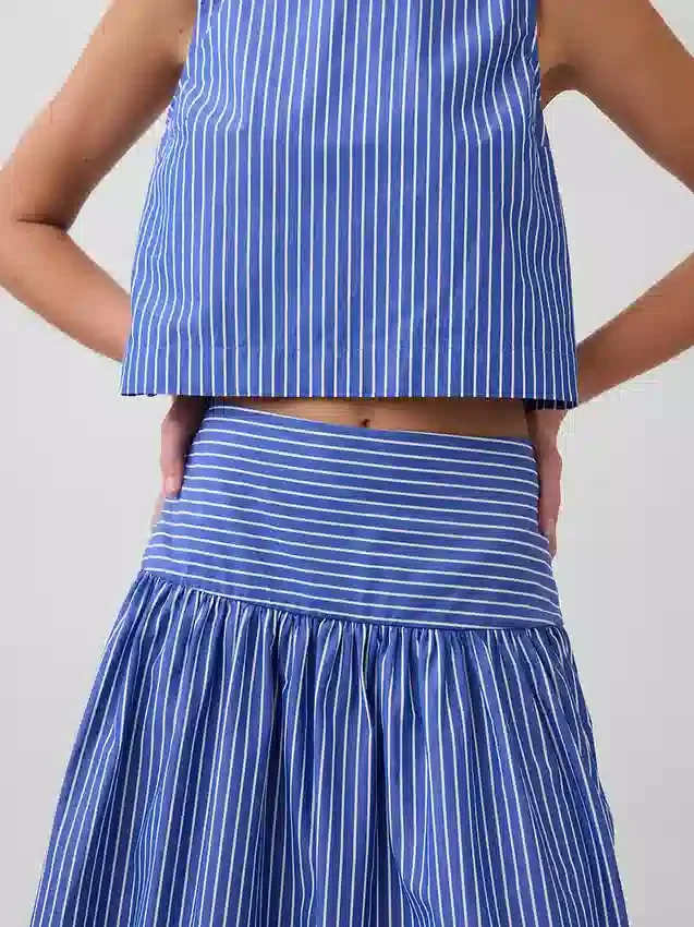 Poplin Drop-Waist Maxi Skirt