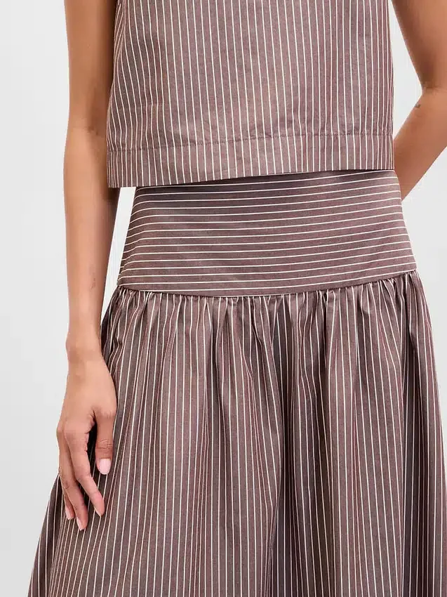 Poplin Drop-Waist Maxi Skirt