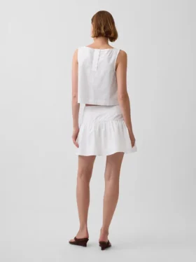 Poplin Drop-Waist Mini Skort