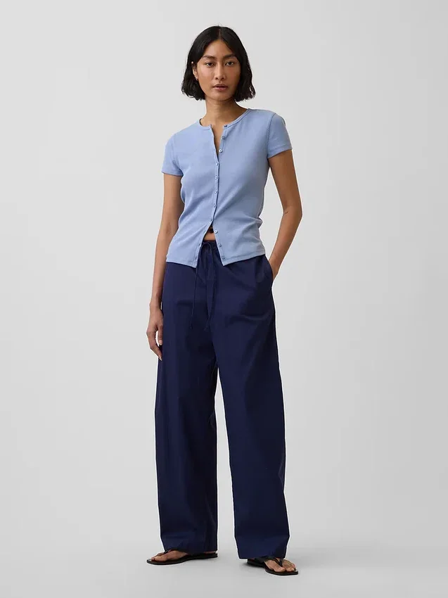 Poplin Easy Barrel Pants