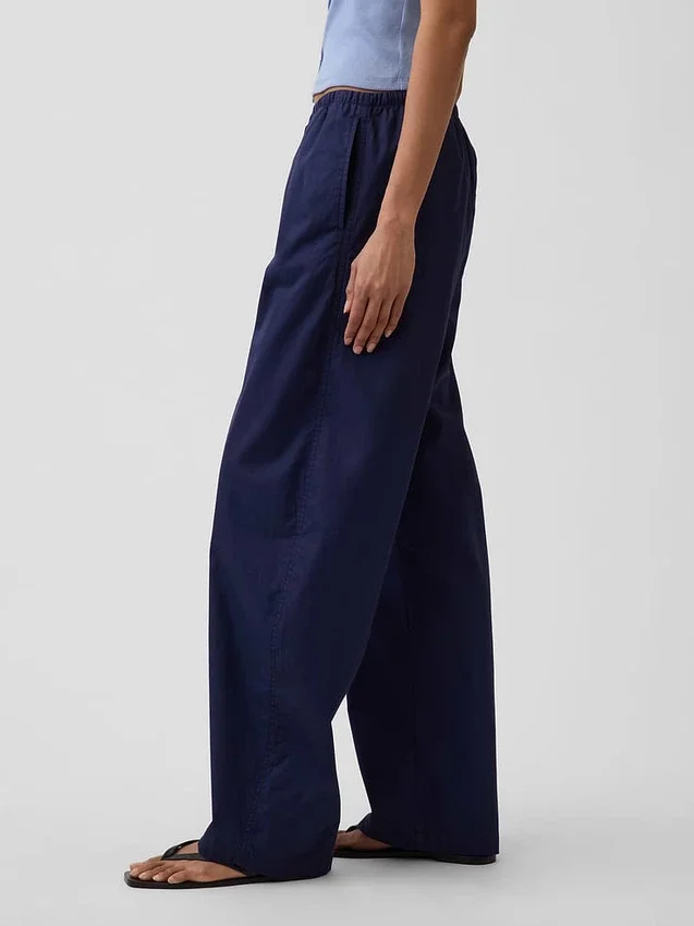Poplin Easy Barrel Pants