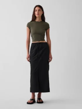 Poplin Easy Cargo Maxi Skirt