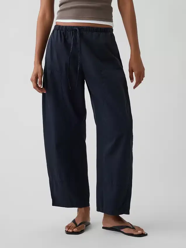 Poplin Easy Double-Knee Barrel Pants