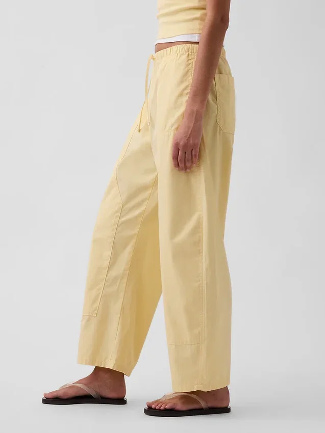 Poplin Easy Double-Knee Barrel Pants