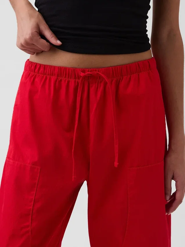 Poplin Easy Double-Knee Barrel Pants
