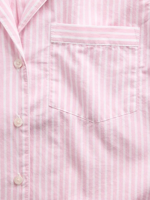 Poplin Oversized Crop Pj Shirt