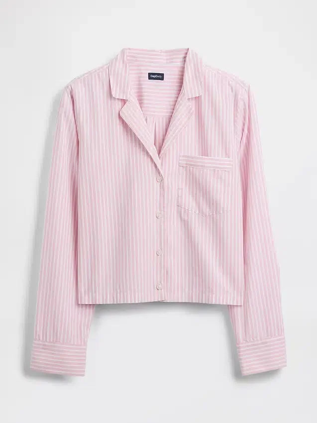Poplin Oversized Crop Pj Shirt