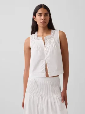 Poplin Pintuck Shell Top