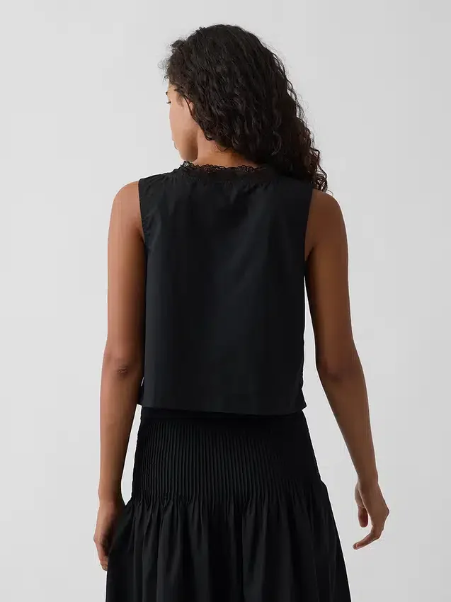 Poplin Pintuck Shell Top