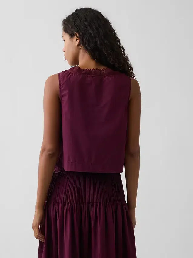 Poplin Pintuck Shell Top