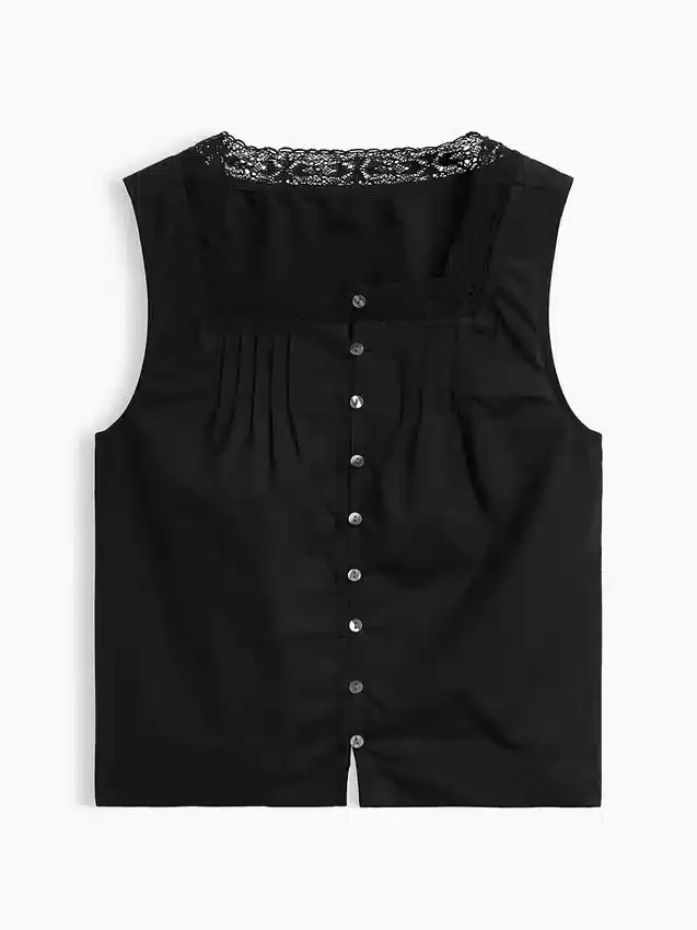 Poplin Pintuck Shell Top