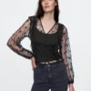 Recycled Lace Ruffle Top