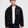 Recycled Sherpa Oversized Logo Zip Jacket