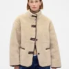 Recycled Sherpa & Vegan Leather-Trim Jacket
