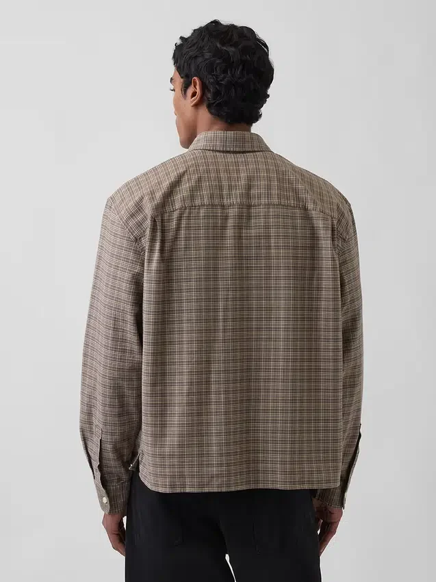 Relaxed Crop Straight-Hem Oxford Shirt