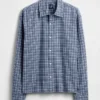 Relaxed Crop Straight-Hem Oxford Shirt