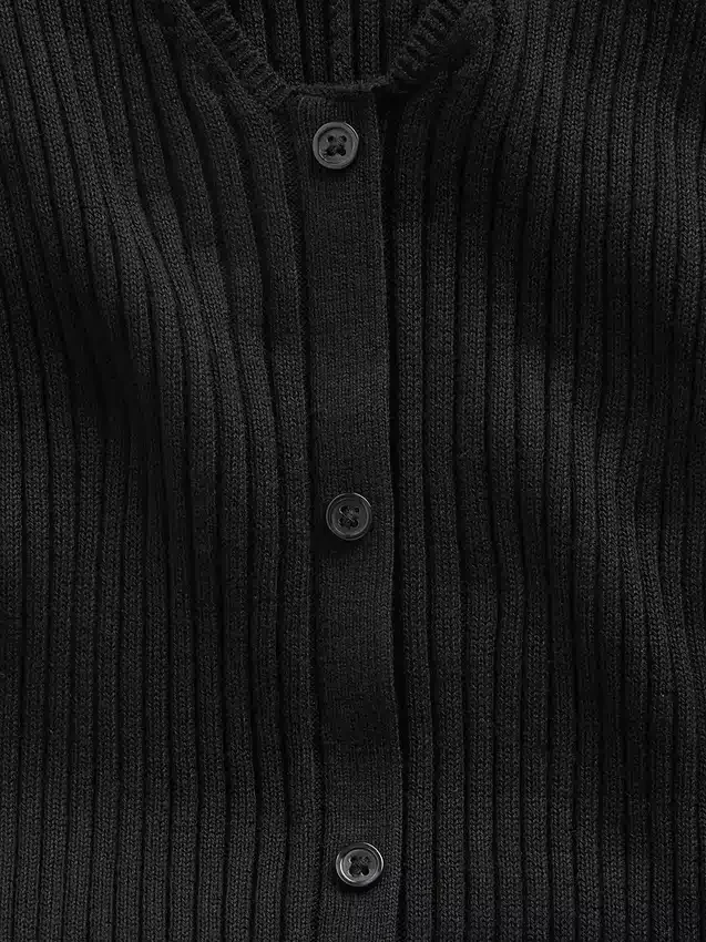 Rib Button-Front Maxi Sweater Dress