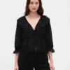 Ruffle Collar V-Neck Top