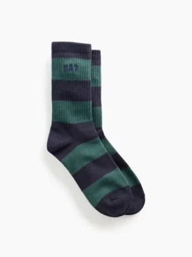 Rugby Stripe Logo Crew Socks