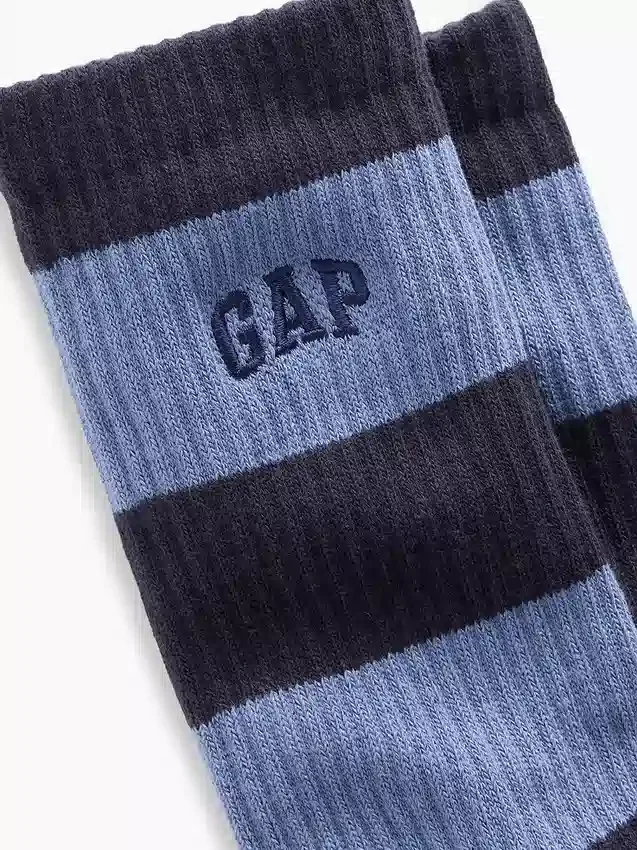 Rugby Stripe Logo Crew Socks