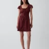 Scoop Neck Lace-Trim Mini Dress