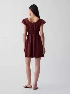 Scoop Neck Lace-Trim Mini Dress