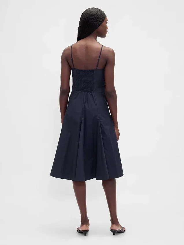 Seamed V-Neck Midi Dress