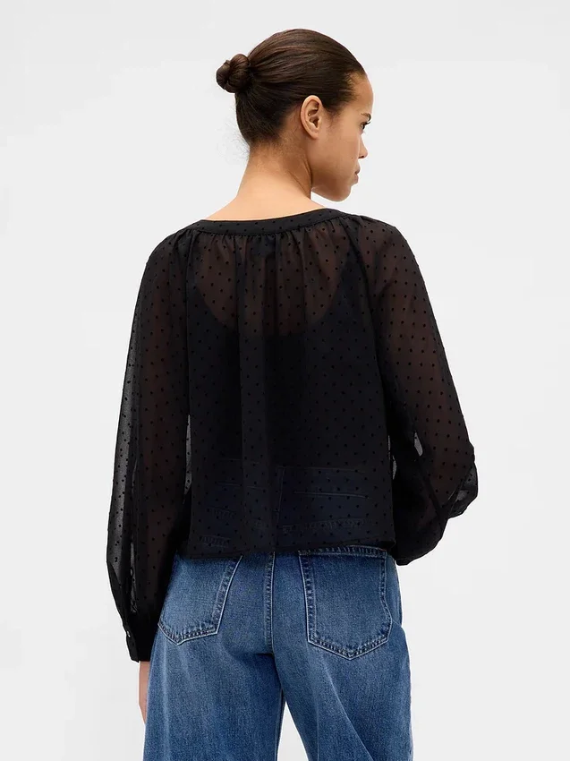 Sheer Button-Front Top