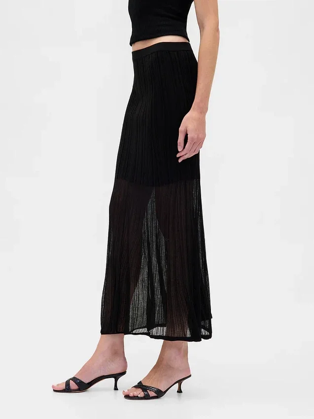 Sheer Maxi Sweater Skirt