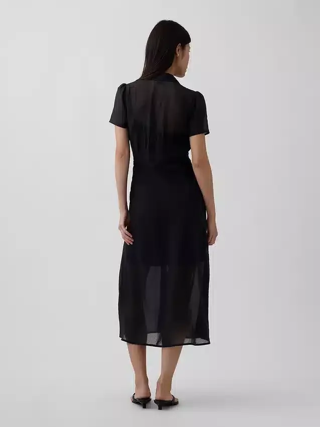 Sheer Midi Shirtdress