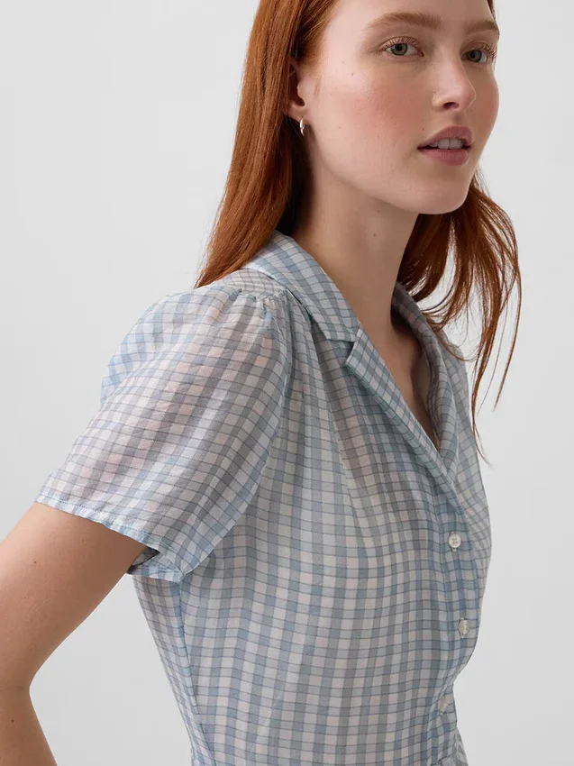 Sheer Midi Shirtdress