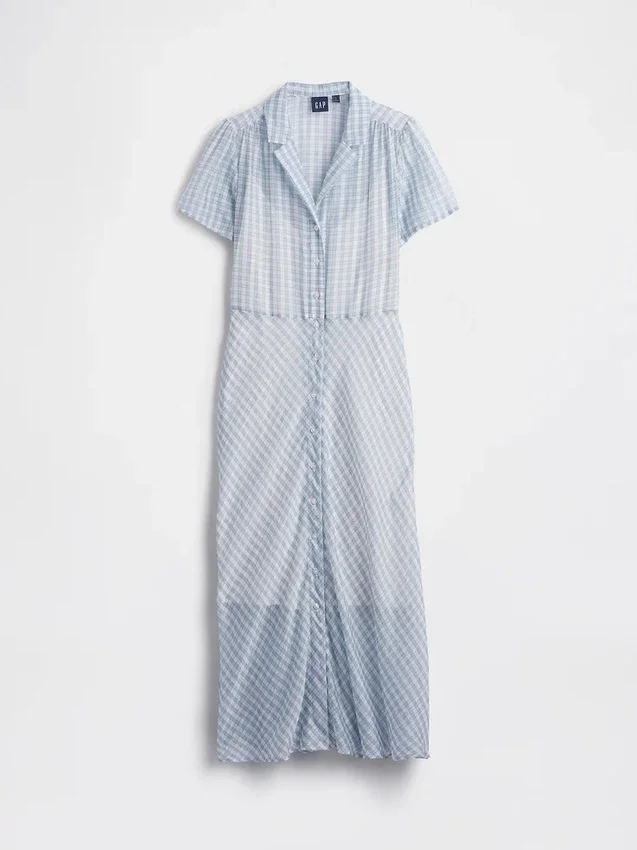Sheer Midi Shirtdress