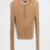 Sheer Rib Henley Sweater