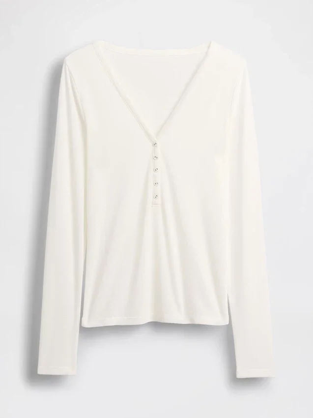 Sheer Rib Henley T-Shirt