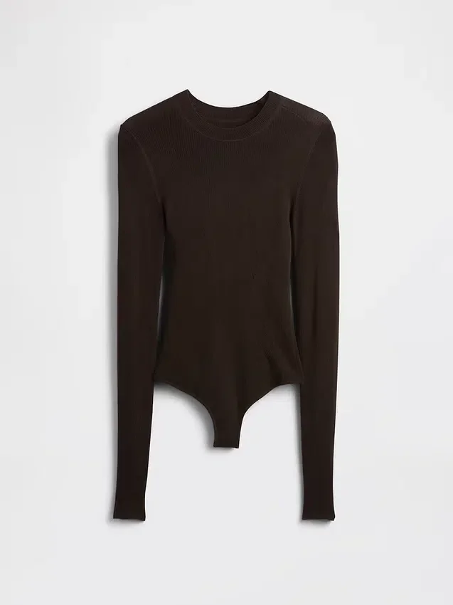 Sheer Rib Sweater Bodysuit