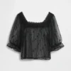 Sheer Tulle Embroidered Top