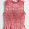 Smocked Gingham Crop Peplum Top
