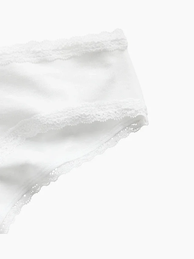 Softest Organic Stretch Cotton Lace-Trim Cheeky Hipster