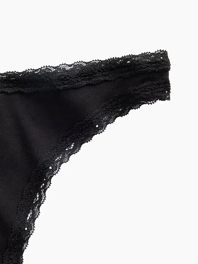 Softest Organic Stretch Cotton Lace-Trim Thong
