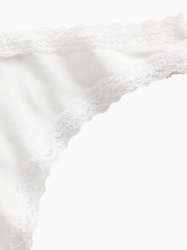 Softest Organic Stretch Cotton Lace-Trim Thong