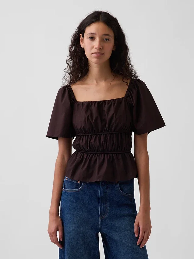 Square-Neck Peplum Top