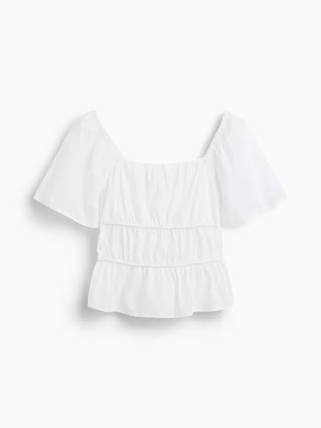 Square-Neck Peplum Top