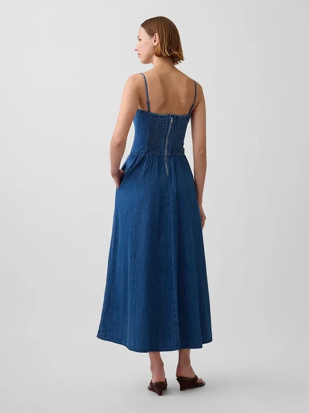 Strapless Denim Maxi Dress